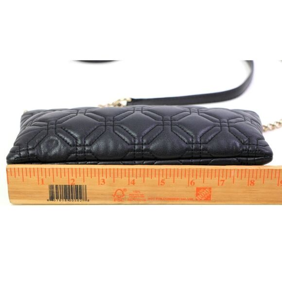 kate spade NY STITCHED BLACK REAL LEATHER CHAIN SHOULDER BAG XBODY HANDBAG PURSE - Picture 10 of 16